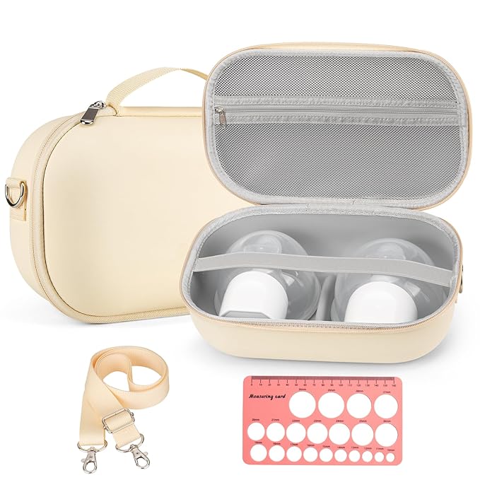 Breast Pump Storage for Hands-Free Breast Pumps with Nipple Ruler, Wearable Breast Pump Case Compatible with Momcozy/Willow/eufy/Security/Medela/Bluefair Wearable Breast Pumps
