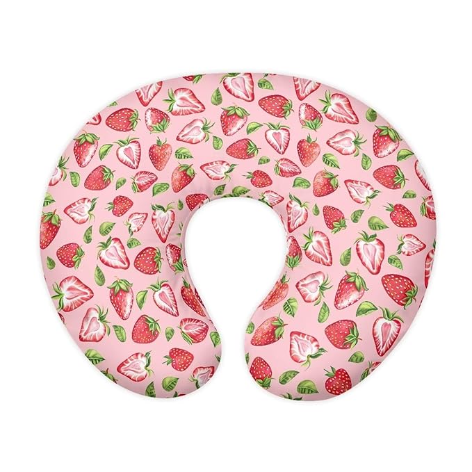 Multi Pink Strawberries Breastfeeding Pillow Cover Newborn U-Shaped Breastfeeding Pillowcase Cushion Cover Easy to Use and Dustptoof