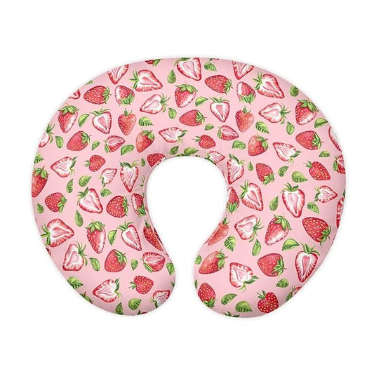 Multi Pink Strawberries Breastfeeding Pillow Cover Newborn U-Shaped Breastfeeding Pillowcase Cushion Cover Easy to Use and Dustptoof