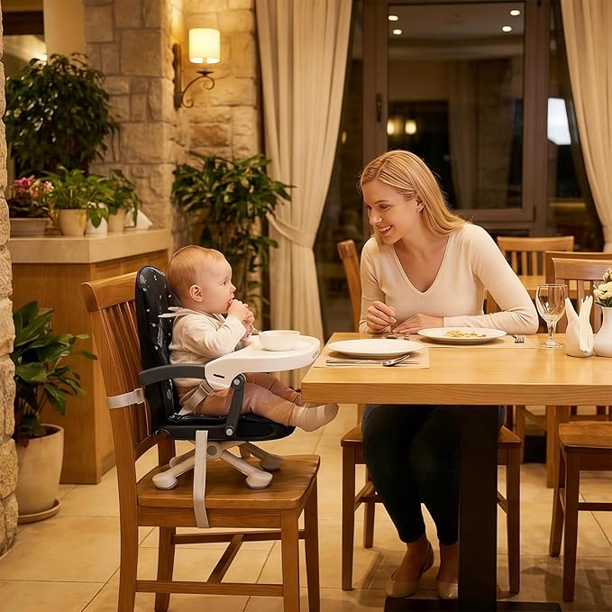 UBRAVOO Baby Booster Seat for Dining Table with Removable Tray & Cushion, 3in1 Portable Toddler Booster Seat, 4 Height Adjustable Travel High Chair for Babies and Toddlers