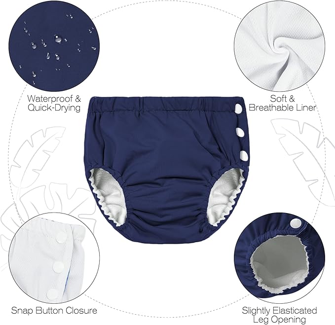 Durio Reusable Swim Diapers Washable Baby Swim Diaper Unisex Infant Toddler Swimming Diapers