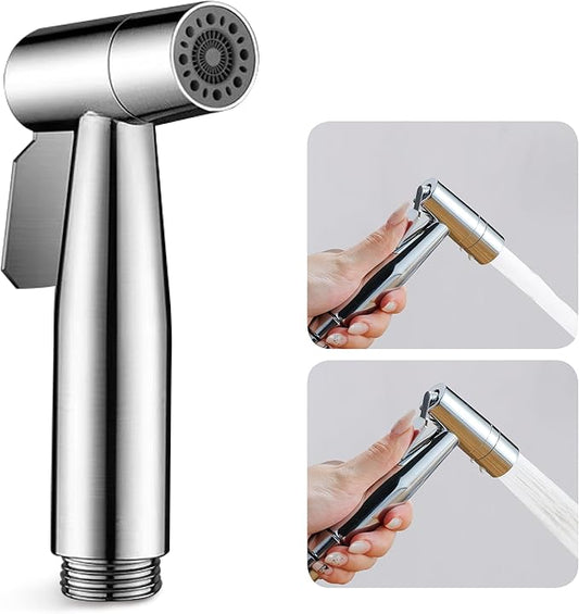 Chrome Bidet Toilet Sprayer Head - Rustless Stainless Steel Handheld Sprayer, Adjustable Water Pressure for Feminine Wash, Diaper/Cloth Washing, Leak-Proof Universal Fit (1PCS)