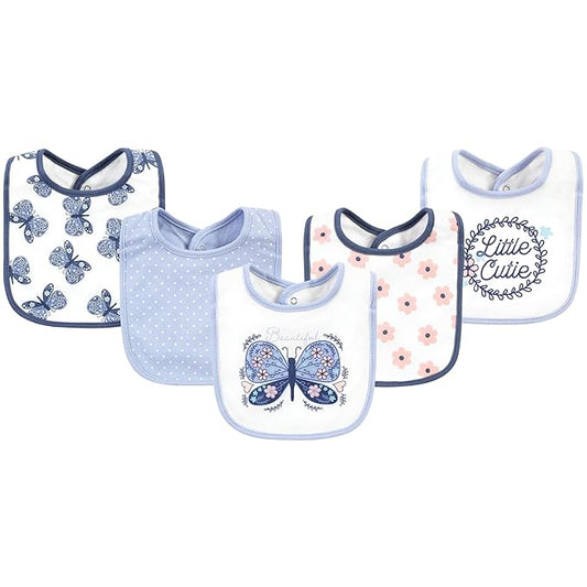 Hudson Baby Unisex Baby Cotton Bibs, Beautiful Butterfly, One Size