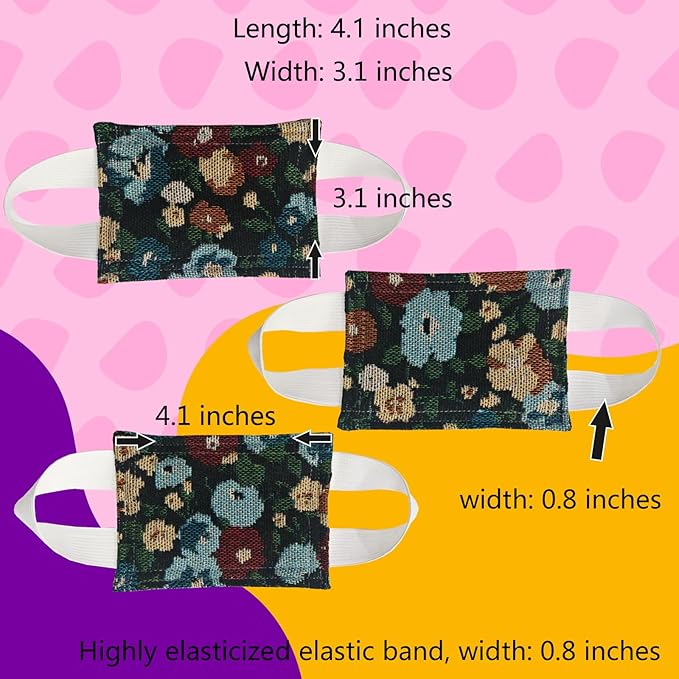 Baby Proof Door Silencer & Cloth Latch Cover, Quiet Close Anti-Slam Pads to Prevent Slamming and Accidental Locking, for Nursery and Toddler Safety (3, Black Floral Pattern, 4.1 * 3.1 inches)