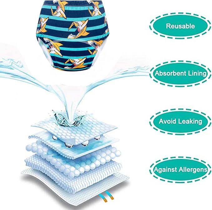 Baby Potty Training Underwear, Cotton Toddler Training Pants for Boys 4-6T, 8 Pack, L, Blue
