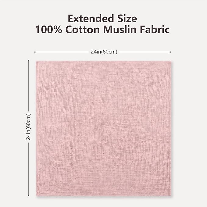 Susurration Muslin Burp Cloths 24x24 Inches Ultra Soft 100% Cotton, 4 or 7 Pack Baby Washcloths for Newborn, Absorbent Burp Rags & Swaddle Blankets