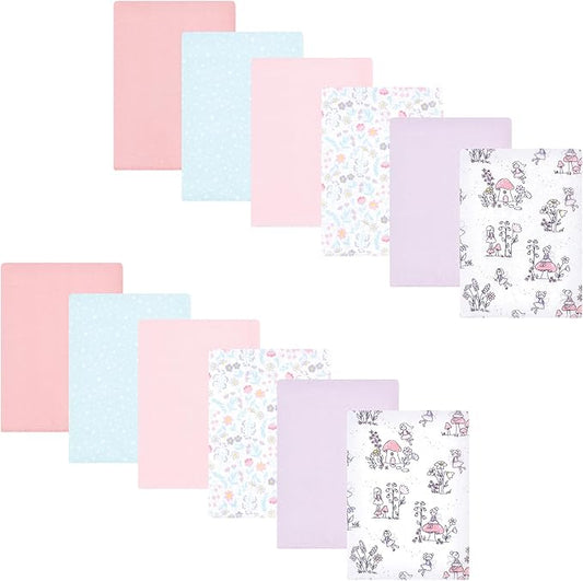 Hudson Baby Unisex Baby Flannel Burp Cloth 12pk, Garden Fairies, One Size