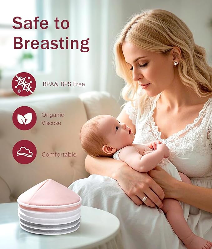 Washable Nursing Pads 10 PCS Reusable Breast Pads for Breastfeeding Soft and Super Absorbent Nipple Pads with Laundry Bag & Travel Storage Bag for Postpartum Essentials - 4.7inch