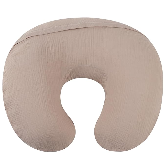 Onacosht Muslin Nursing Pillow Cover Soft 100% Cotton Feeding Pillow Slipcover Fits Standard Infant Nursing Pillow for Boy and Girl, Blush