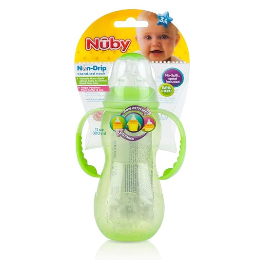 Nuby Non-Drip 3-Stage Grow Nurser, Colors May Vary, 11 Oz