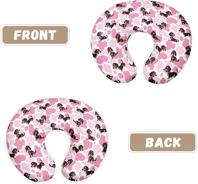 Pink Heart Dachshund Nursing Pillow Cover for U-Shaped Feeding Pillow Breastfeeding Pillow Slipcover Hidden Zipper Design Soft and Skin-Friendly
