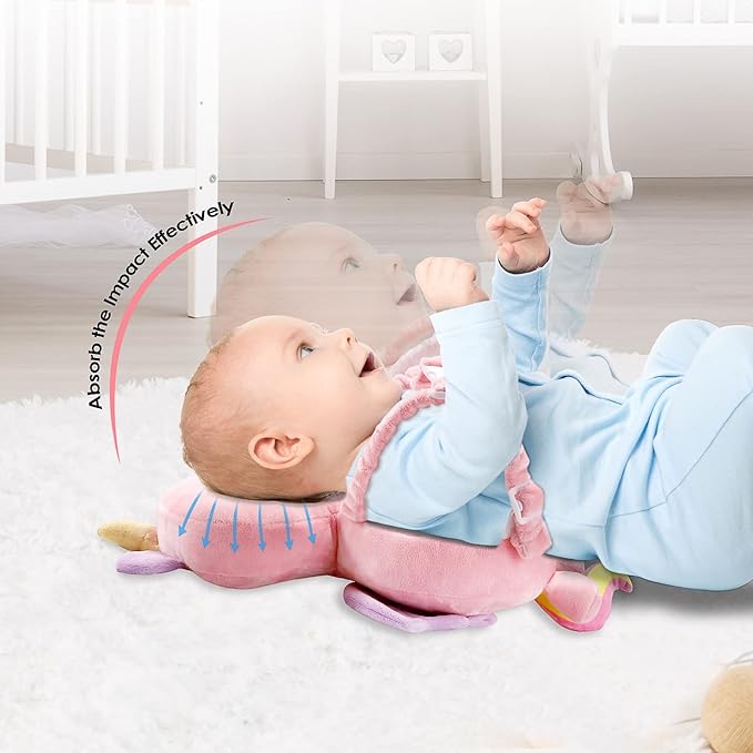 Baby Head Protector Pad Safety Pad for Walking & Crawling, Toddlers Head Safety Adjustable Back-Pack,Pink Unicorn (US)