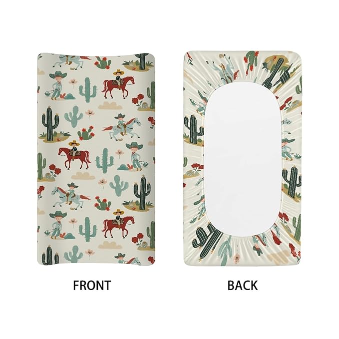 Western Cowboy Cactus Changing Pad Cover for Baby Infant Newborn Comfy Diaper Changing Pad Covers Soft Breathable Baby Nursery Change Table Mat Sheets Protector
