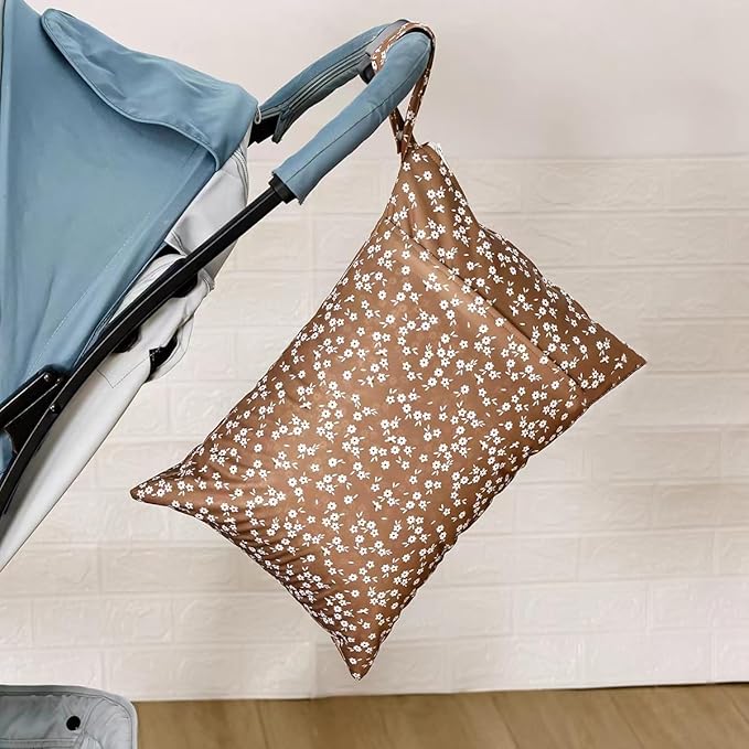 Wet Dry Bags with Two Zippered Pockets and Handle, Reusable Storage Bag for Breast Pump Parts & Baby Items, Waterproof Diaper Bags, Yoga Gym Bag for Swimsuits or Wet Clothes-2pcs, 11.8*15.75"