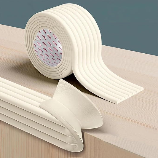 Baby Proofing Edge Corner Protector,Edges with Furniture Desk Edge Cushion& Edge Safety Bumpers,Corner Protector for Baby,Soft Rubber Foam Guard 16.4ft Rice White