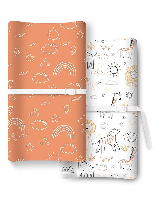 Extra Stretchy Changing Pad Cover, Ultra Soft Premium Jersey Knit Changing Pad Sheets, Unisex for Boys Girls, Fits All Standard Changing Tables/Dresser Tops - 2 Pack