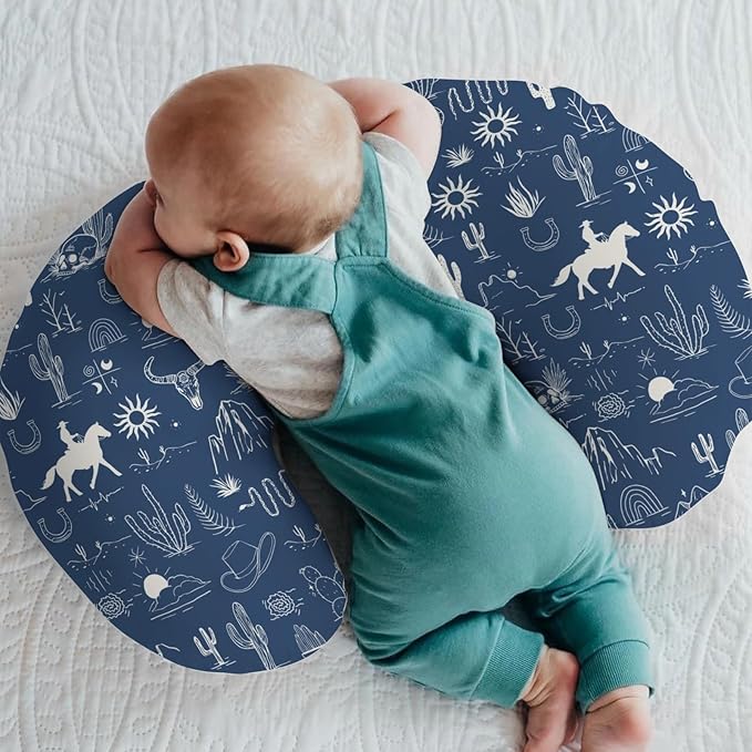 Western Cowboy Baby Nursing Pillow Covers for Boy Girl Wild West Cactus Mountain Snake Cattle Skull Sun Nursing Pillow Slipcovers for Breastfeeding Pillows Desert Adventure Soft Stretchy Cover
