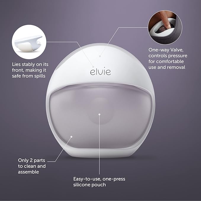 Elvie Curve - Manual Wearable Breast Pump - Hands-Free, Kick-Proof, Portable Silicone Pump that Can Be Worn in-Bra for Gentle, Natural Milk Expression - Breast Feeding Essentials