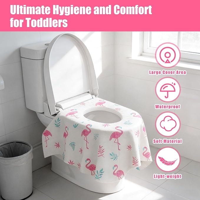 32 Pcs 23.5" x 25.4" Disposable Toilet Seat Covers for Kids & Toddlers, Hygienic & Convenient Potty Training Seat Covers, Perfect for Travel & Public Restrooms
