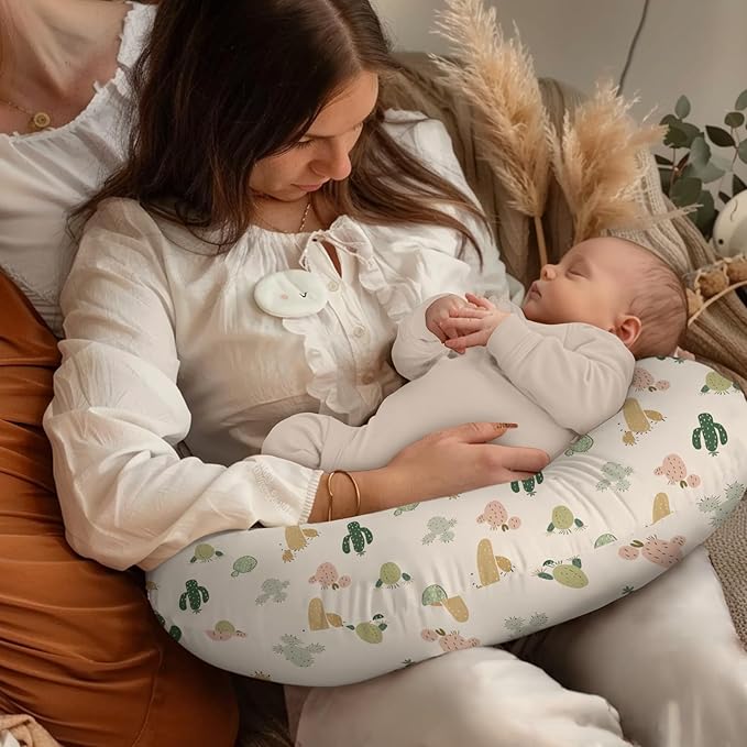 Western Cactus Pattern Nursing Pillow Cover, Unisex Removable Breastfeeding Pillowcase Slipcover for Baby Girls Boys Newborns Toddlers, Cover Only