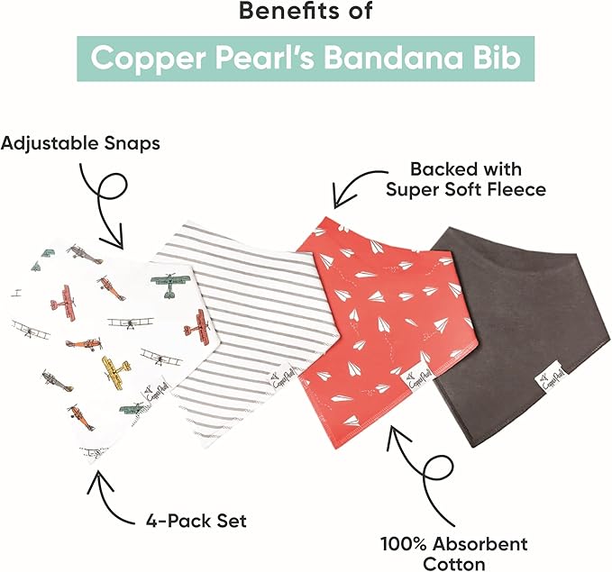 Copper Pearl Baby Bandana Bibs, 4 Pack