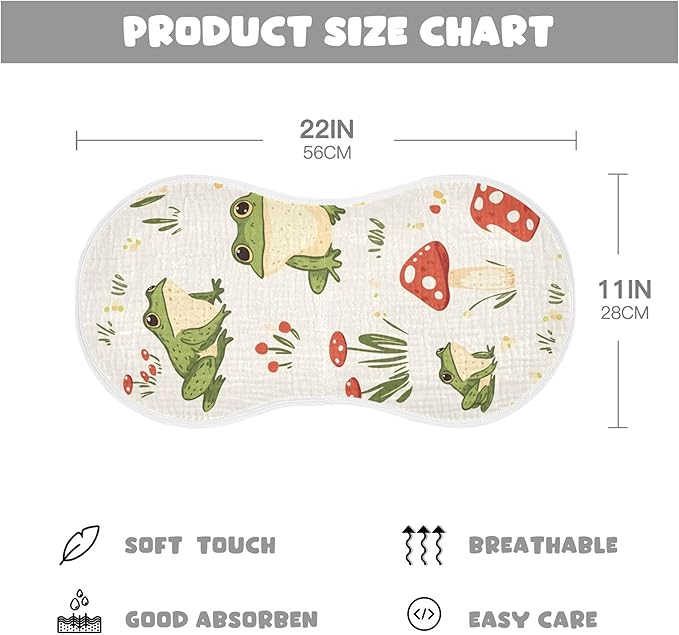 Frog Forest Mushrooms Burp Cloths Baby Boys Girls Absorbent Soft Cotton Burping Cloths Rags 1 Pack