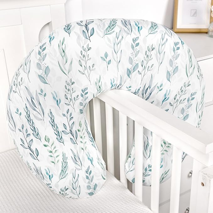 DILIMI Nursing Pillow Cover, Soft Stretchy Nursing Cover for Breastfeeding Pillow, 1 Pack Reversible Removable Slipcover for Baby Boy and Girls, Green Leaf