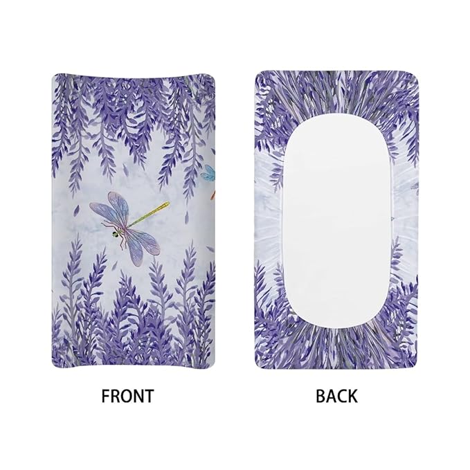 Microfiber Diaper Changing Table Sheets for Infants and Toddles Purple Dragonfly Lavender Baby Changing Pad Cover Soft Breathable