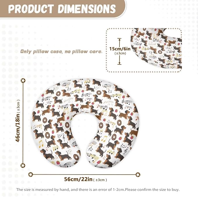 Cute Dachshund Nursing Pillow Cover for U-Shaped Feeding Pillow Soft Nursing Pillow Case Hidden Zipper Design Skin-Friendly