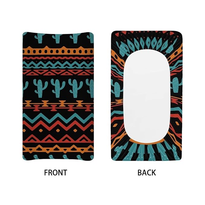ZDCUSTOM Aztec Cactus Pattern Soft Changing Pad Sheets Comfy Cozy Cradle Sheets Stretchy Changing Pad Covers Changing Table Sheets Infant Newborn Changing Mat Sheet