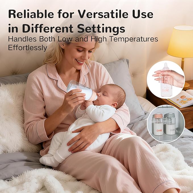 COMI Natural Glass Baby Bottle,Standard Neck Breastmilk Storage Bottle for Fridge,Breast Milk Container,Breast Pump Bottle Compatible with Medela Breast Pump,BPA Free,2PCS (5oz,2 Pink Lids)