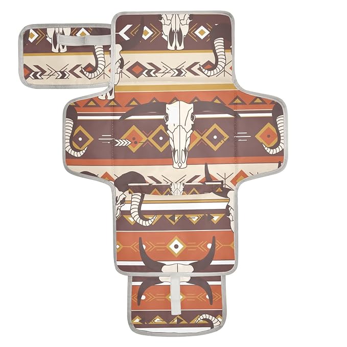 Western Aztec Portable Diaper Changing Pad - Waterproof Foldable Baby Diaper Changing Pad with Built-in Pillow, Travel Diaper Changing Mat for Newborn Baby