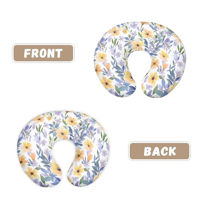 Wild Flowers Nursing Pillow Breathable Cover, Flower Field Soft Breastfeeding Pillow Cover, Watercolor Art Breastfeeding Pillow Slipcover for Boys & Girls