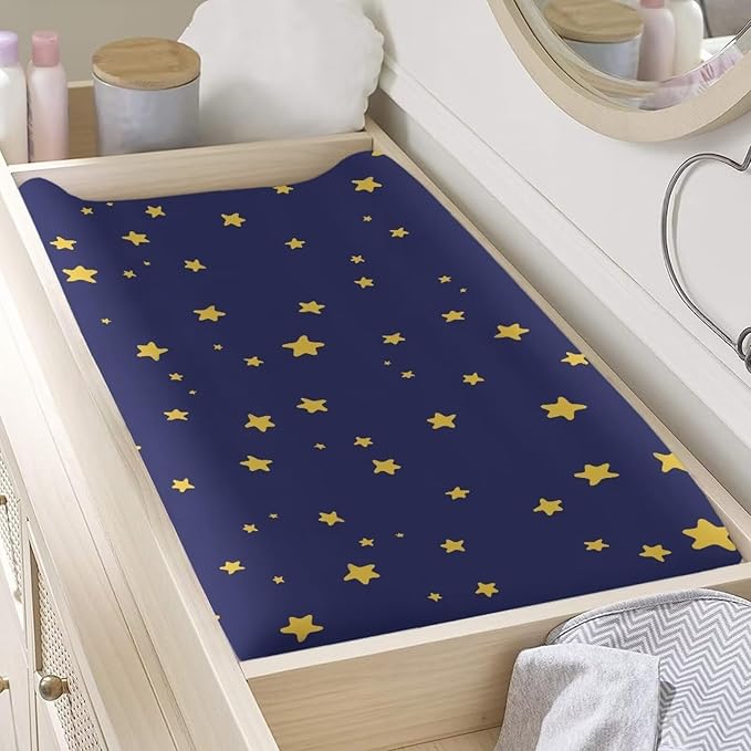 Stars Blue Sky Changing Pad Covers, Breathable Baby Change Table Cover Non Slip Change Sheet for Newborn Babies Boys Girls
