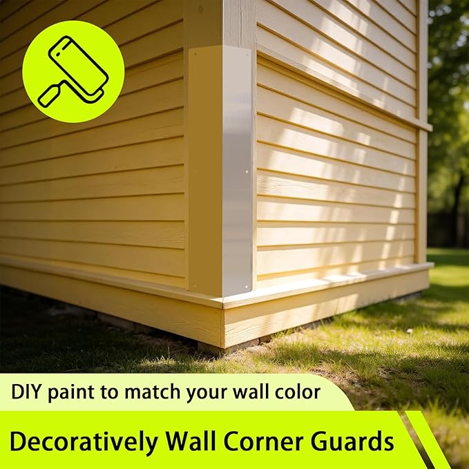 Pre-drilled Stainless Steel Wall Corner Guards 3.4x15.8 inch, Pack of 4 L Metal Wall Corner Protectors 304 Steel Corner Trim with 90° Angle Weed Whacking Protection for Outside Exterior Wall Repair