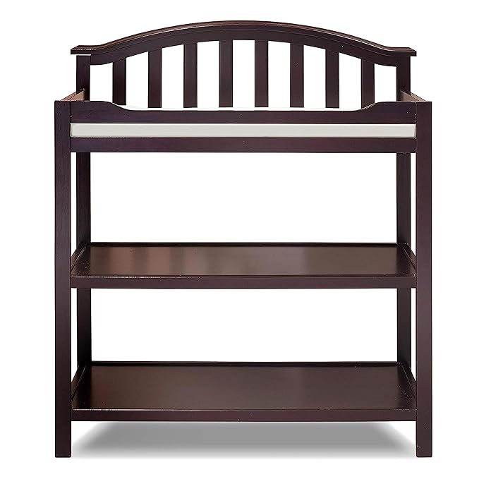 Sorelle Furniture Berkley Changing Table and Changing Pad, Dressing and Diaper Changing Table for Baby Room, Nursery Furniture for Infant -Espresso
