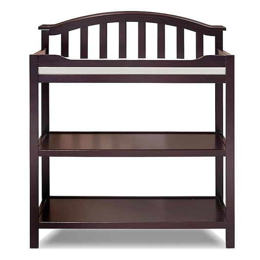 Sorelle Furniture Berkley Changing Table and Changing Pad, Dressing and Diaper Changing Table for Baby Room, Nursery Furniture for Infant -Espresso