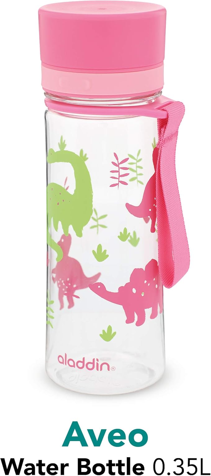 Aladdin My First Aveo Childrens Water Bottle 0.35L Pink Graphics – Leakproof - Wide Opening for Easy Fill - BPA-Free - Kids Water Bottles for School - Stain and Smell Resistant - Dishwasher Safe