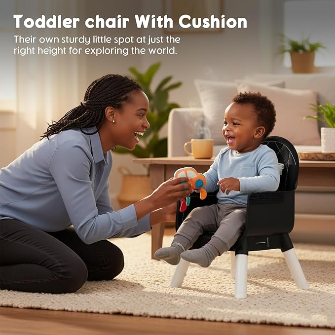 UNISWAN 6 in 1 Baby High Chair, Convertible Highchair for Babies and Toddlers (Black)