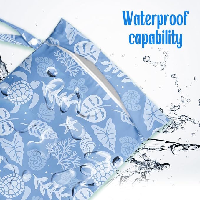 Wet Dry Wet Bag for Swimsuit Towel Baby Travel Cloth Diapers Beach Gym Toiletries Makeup Storage Bag Summer Vacation Essential Holiday Summer Palm Leaf Sea Turtle Gifts
