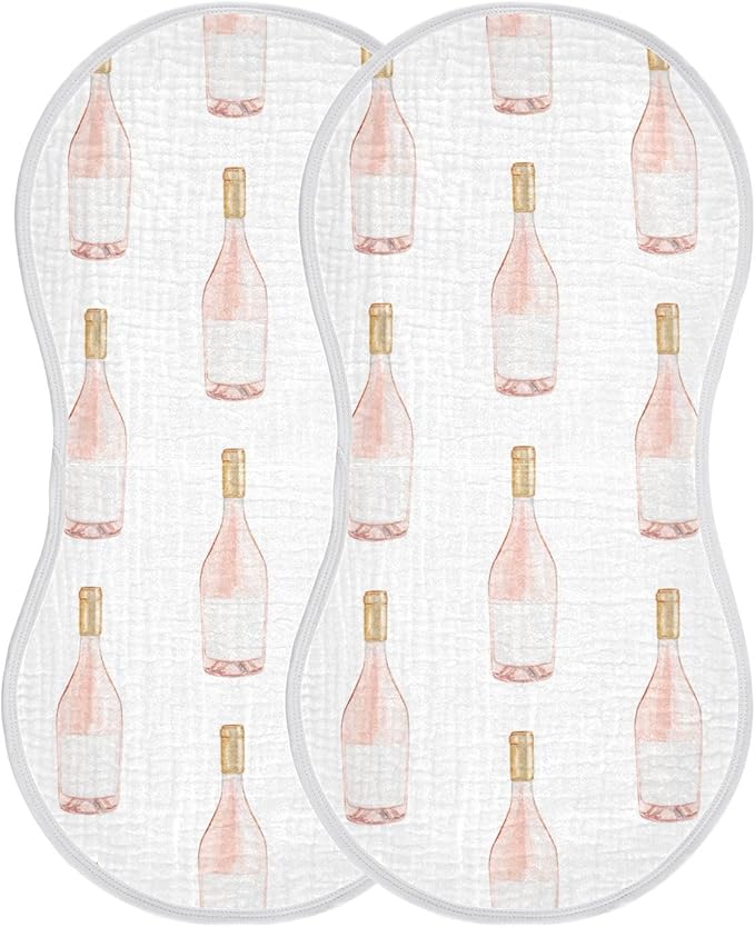 vvfelixl Baby Burp Cloths Watercolor Rose Wine Bottle Baby Newborn Cotton Burping Cloths Set Baby Washcloths 4 Pack