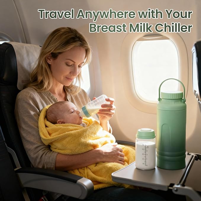 22oz Breast Milk Cooler Bottle – Portable Milk Cooler for Breastmilk, 360° Total Cooling for 24 Hours; Breastmilk Chiller with 2pcs Baby Bottles | Breastfeeding Essentials, BPA Free