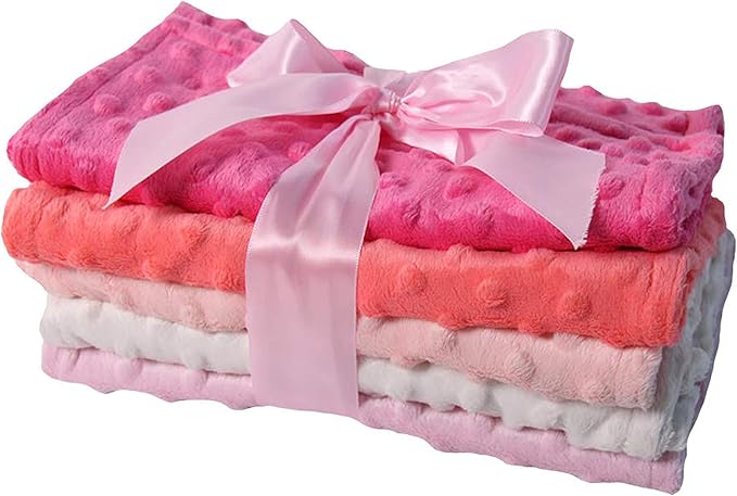 Snuggle Stuffs Baby Girls 5 Pack Minky Dot Burp Cloths - Shades Pink