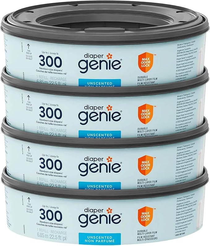 Diaper Genie Unscented Round Refill, 4-pack