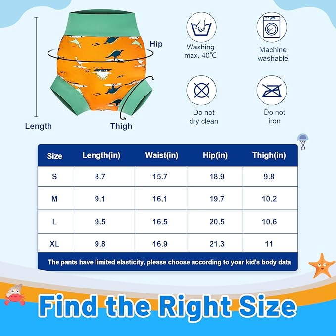 MooMoo Baby Swim Diapers 3 Pcs Waterproof Reusable Swimming Diapers for Baby Boys and Girls Swim Lesson 5T