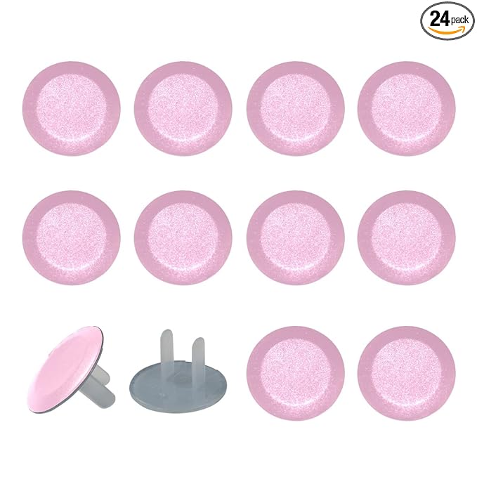 Pure Pink Color Outlet Covers Baby Proofing Safe & Secure Electric Plug Protectors | Socket Covers for Home & Office