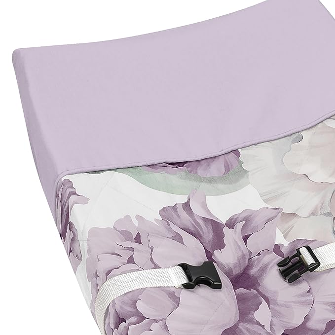 Sweet Jojo Designs Lavender Purple Boho Shabby Chic Floral Girl Baby Changing Pad Cover Infant Newborn Diaper Table Change Mat Sheet Lilac Violet Ivory Bohemian Vintage Garden Watercolor Flower Nature