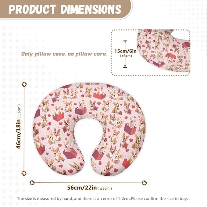 Cute Corgi Nursing Pillow Cover Breast Feeding Pillow Support Positioner Lounger Slipcover for Baby Boy Girl Newborn Infant