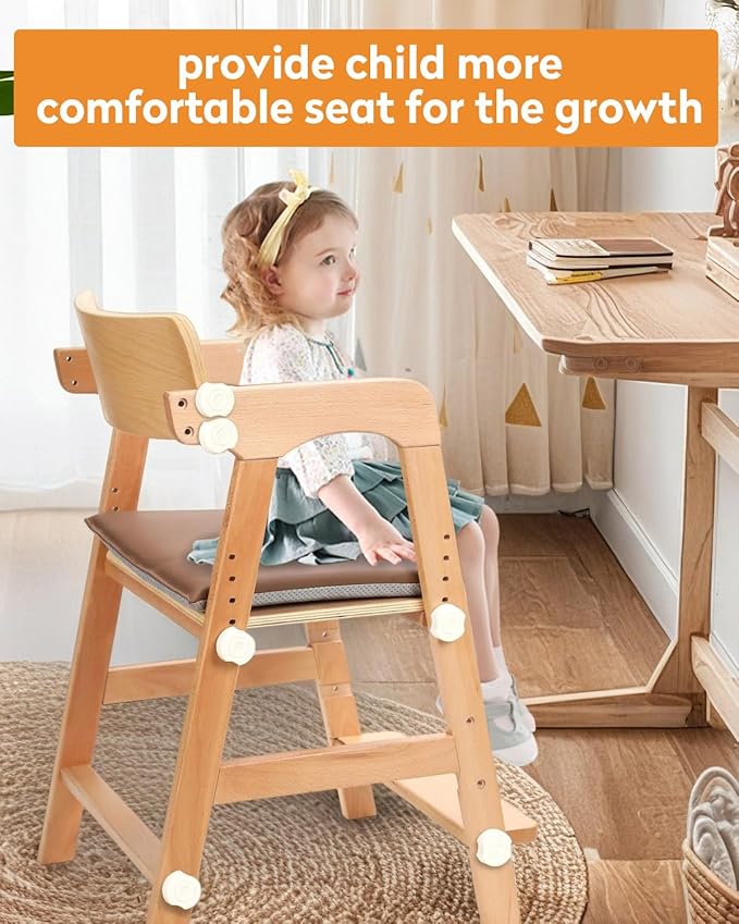 Wooden High Chair for Toddlers, Kids Restaurant High Chair Wood for Dining and Studying, Wooden High Chairs with Adjustable Seat, Backrest and Footrest, 300 Lb Capacity