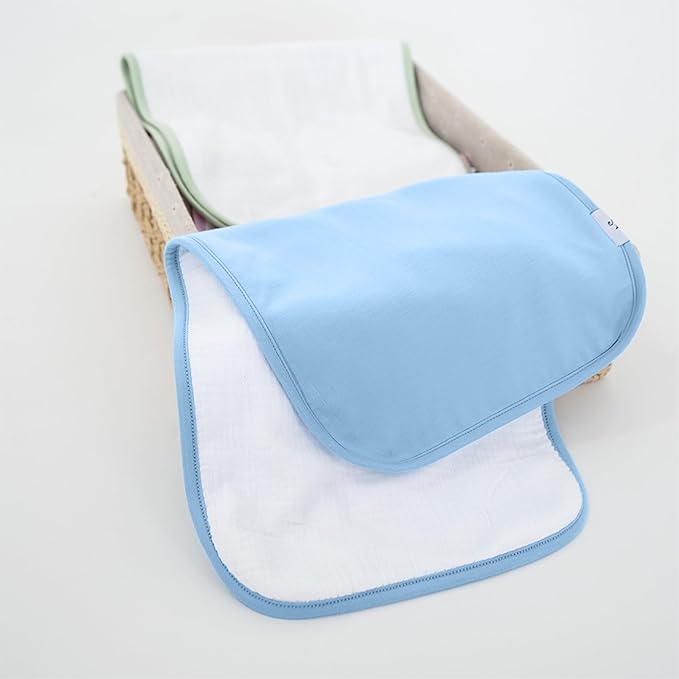 Premium Baby Burp Cloths, Extra Soft Spit Up Rags with 3 Absorbent Layers, 21" x 10" Size, Blue Bell
